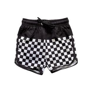 Maddog Made Black Check Swim Trunks Shorts Size 2/3
